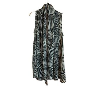 Gianni Bini Cream with Black Zebra Print Open Front Sheer Duster Women's Size M